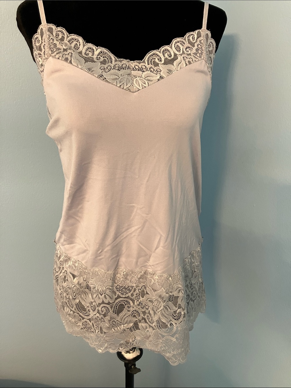 White House Black Market gray Lace-Trim Camisole